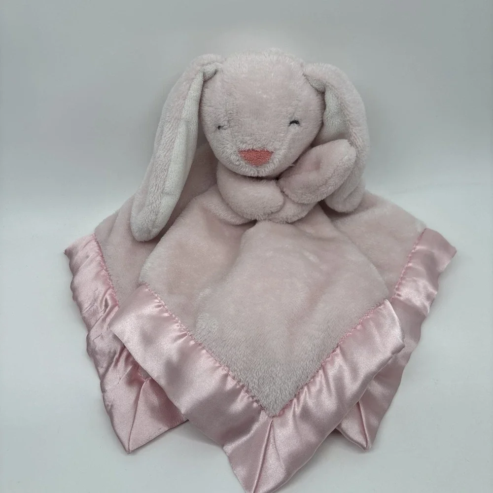 Carters Pink Bunny Plush Baby Blanket Satin Trim Back Security Lovey 2016 Toy